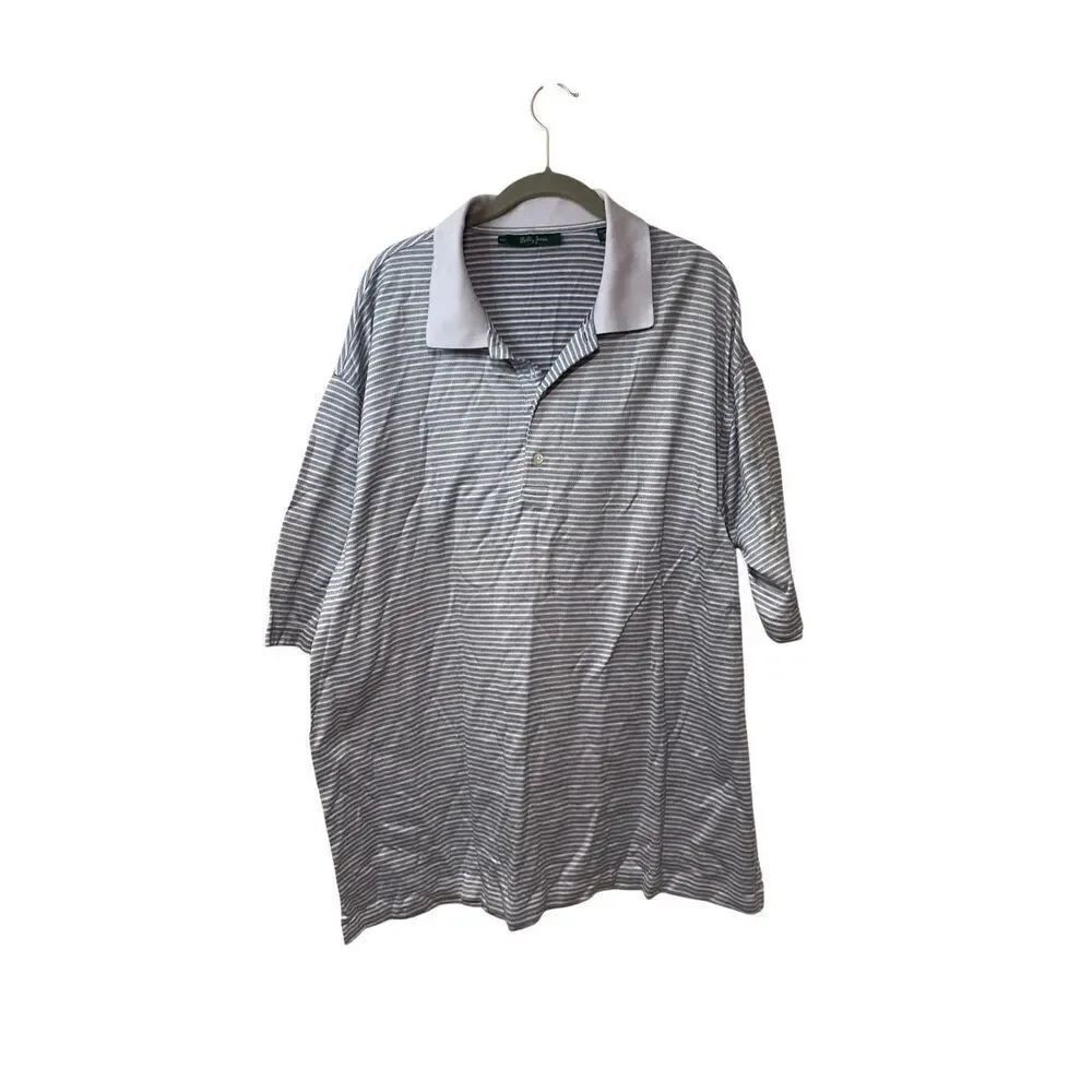 Bobby Jones, men’s striped gray and white polo short sleeve shirt S/XXL